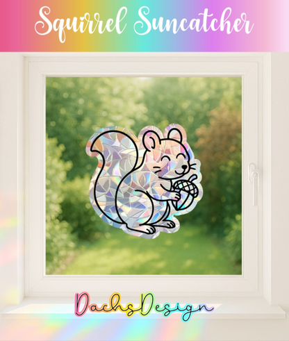 Squirrel Rainbow Suncatcher: Handmade Window Sticker