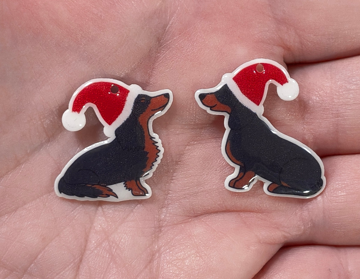 Dachshunds in Christmas Hats Earrings