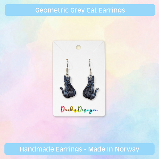 Sparkly Black Cat Dangle Earrings