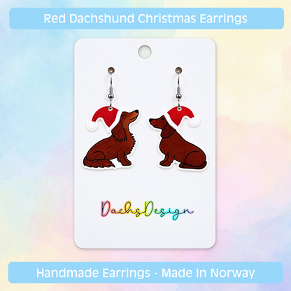 Dachshunds in Christmas Hats Earrings
