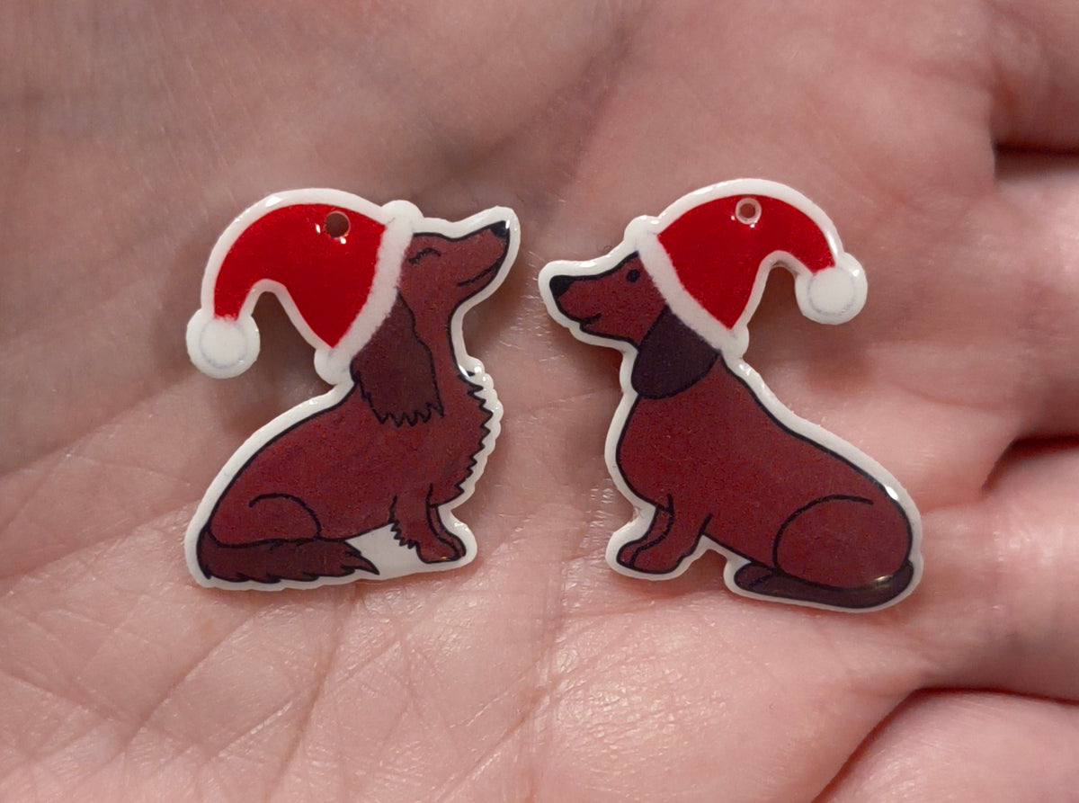 Dachshunds in Christmas Hats Earrings