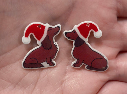 Dachshunds in Christmas Hats Earrings