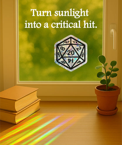 D20 Die Rainbow Suncatcher: Handmade Window Sticker