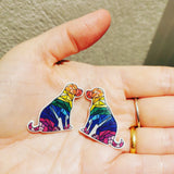 DachsDesign Shrinkydink Stained Glass Rainbow Labrador Dangly Earrings